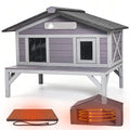 Outdoor Heated Cat House with Insulated Liner J683