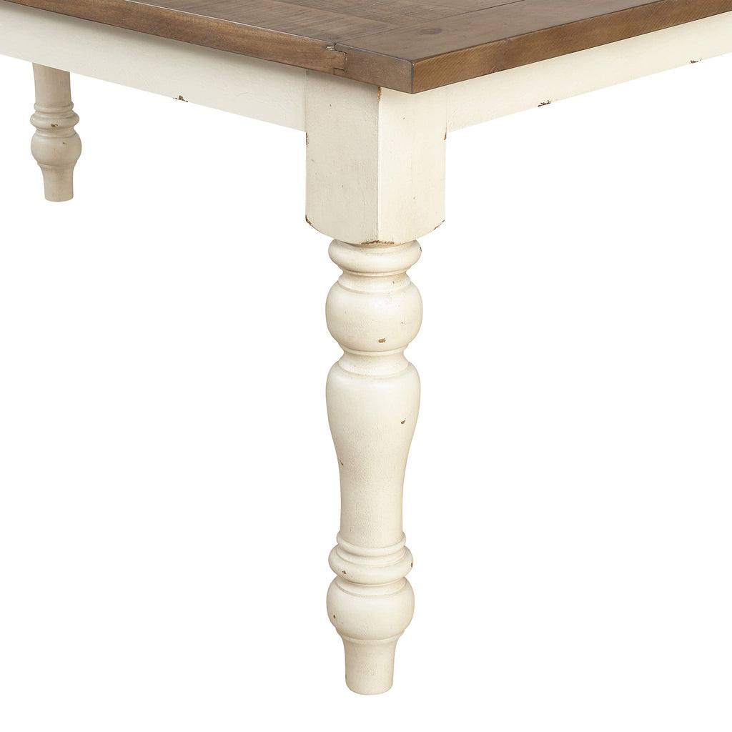 Antique White Two-Tone Oak Wood Dining Bench X79226