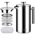 Double Insulated 304 Stainless Steel French Press Coffee Maker 1000ml Q6783
