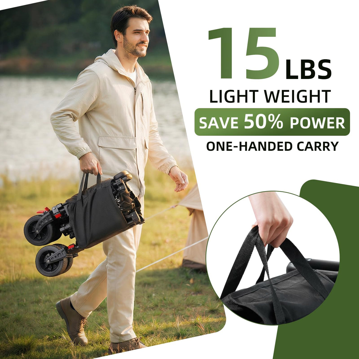 38" Collapsible Extended Wagon, 440lbs Capacity, 220L Heavy Duty Folding Cart, Black P163257