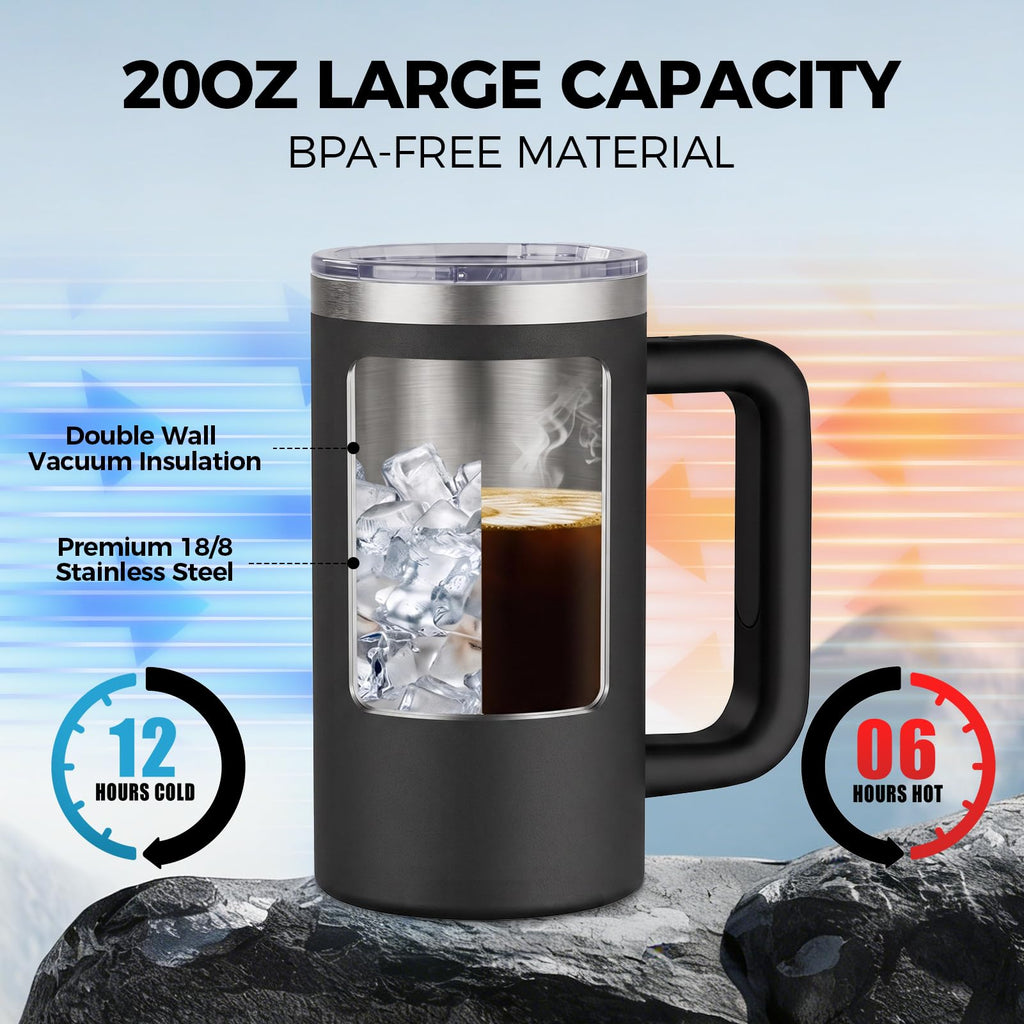 20oz Insulated Coffee Mug With Handle Ocean Blue B234