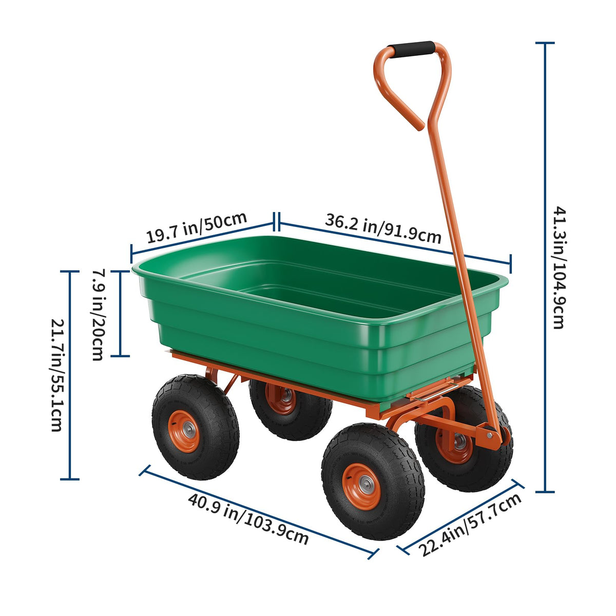 Heavy Duty 4 Cu Ft 1200Lbs Utility Wagon with 10" No-Flat Tires P112978