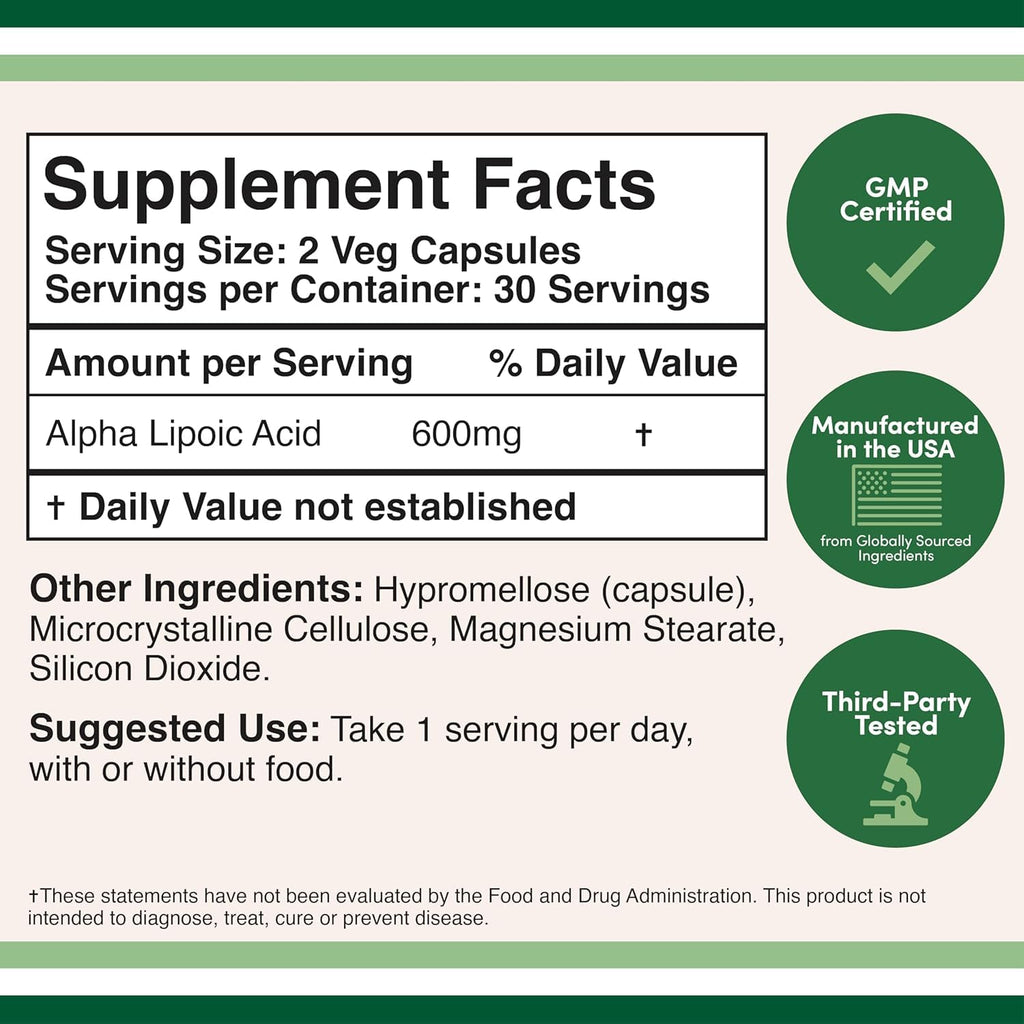 Alpha Lipoic Acid 600mg 60 Capsules Z70146