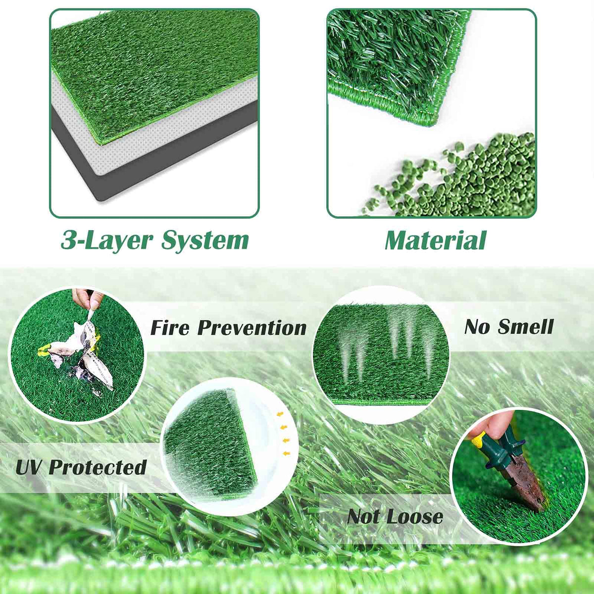 Large Dog Grass Pad with Tray and 2 Artificial Pee Grasses H12954