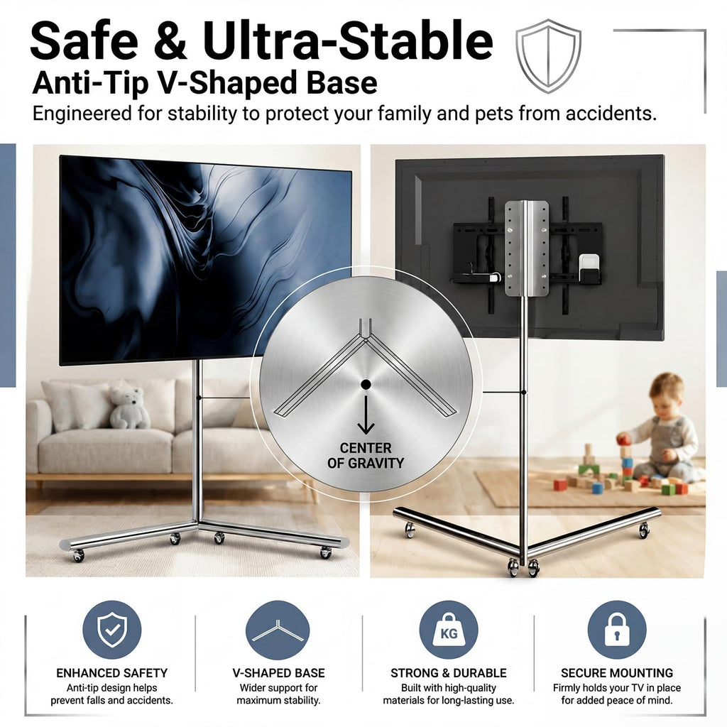 Rolling TV Stand Mount for 40” to 70” TVs up to 88 lbs with Wheels G34354