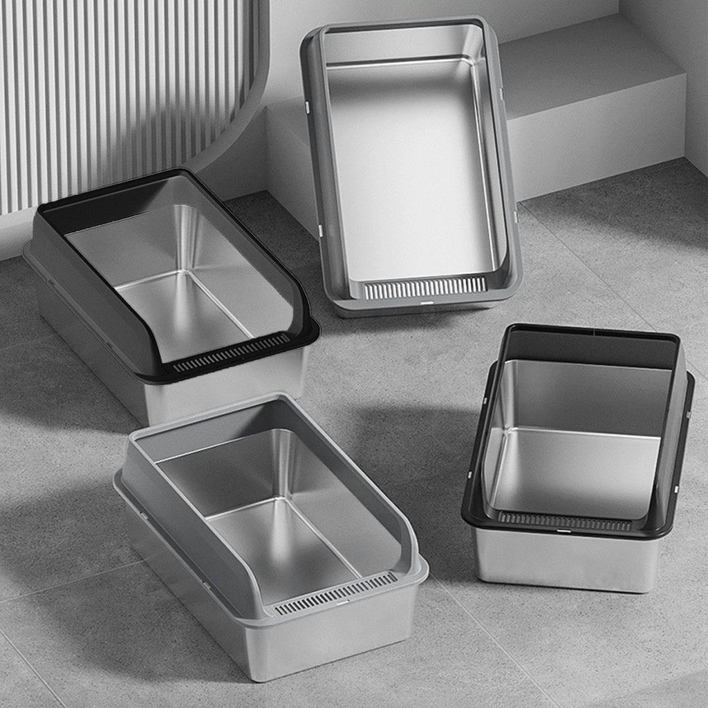 Stainless Steel Enclosed Cat Litter Box with Lid and Scoop A187095