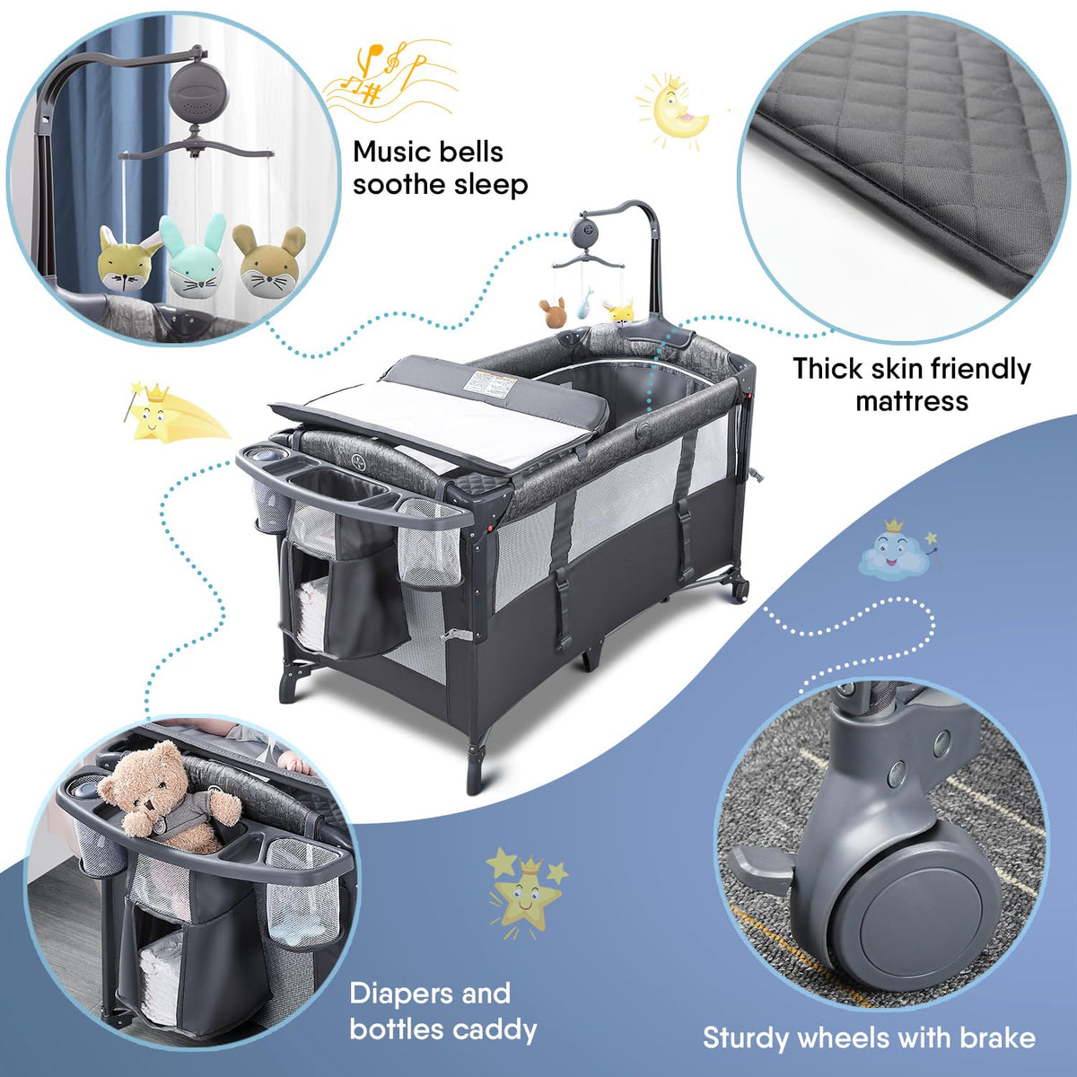 Baby Bassinet Bedside Crib K2919