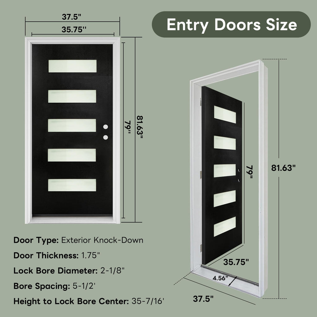 36" x 80" Left Hand Inswing Exterior Door with White Frame F402542