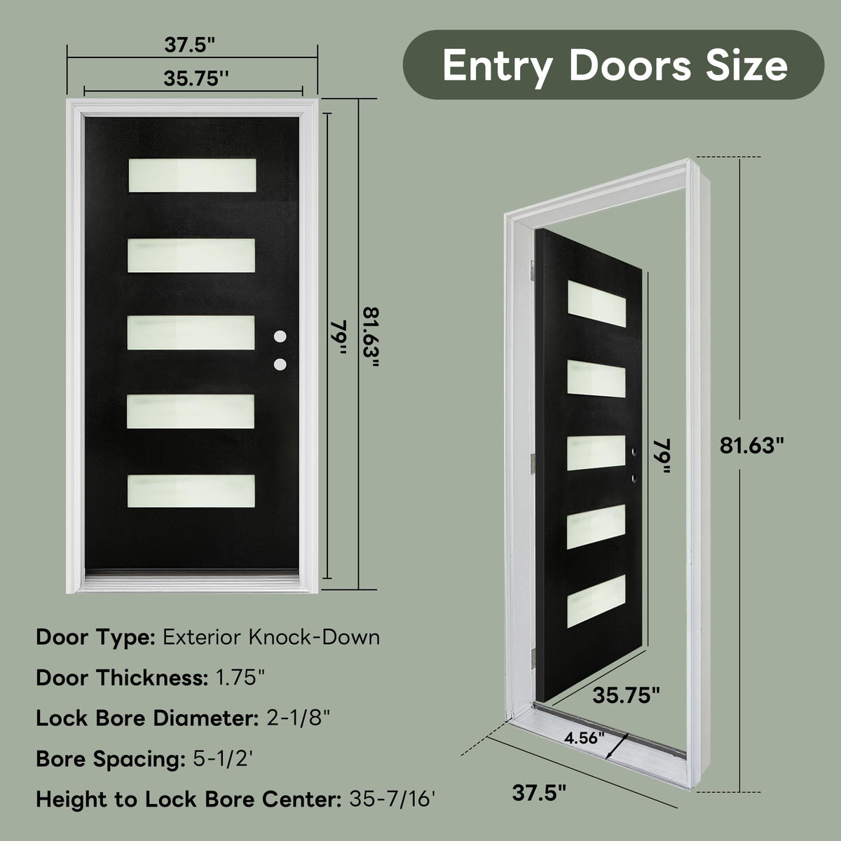36" x 80" Left Hand Inswing Exterior Door with White Frame F402542