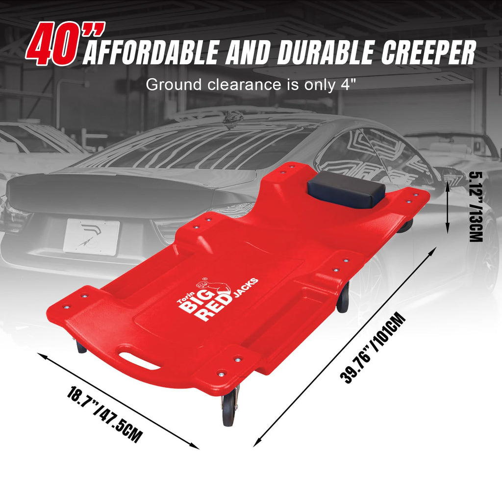 Rolling Garage Creeper with Padded Headrest and 6 Casters R37620