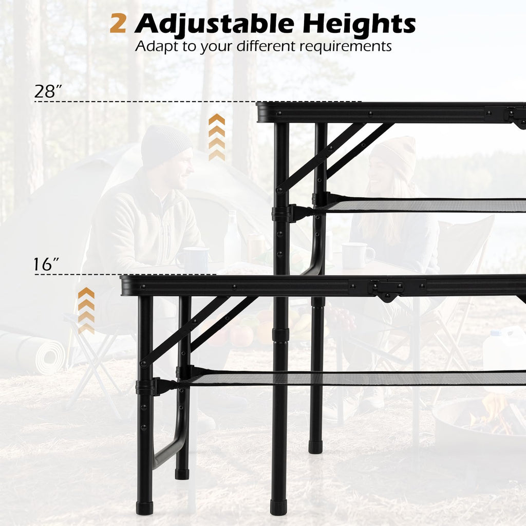 3 FT Portable Aluminum Folding Camping Table with Carry Handle U873899