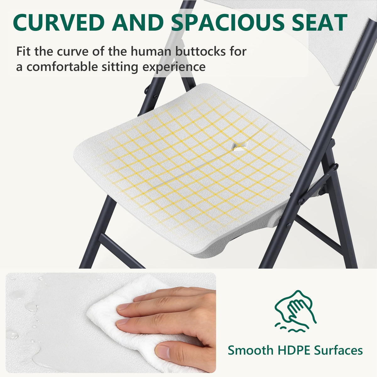 White 4 Pack Plastic Folding Chairs with Metal Frame U335697