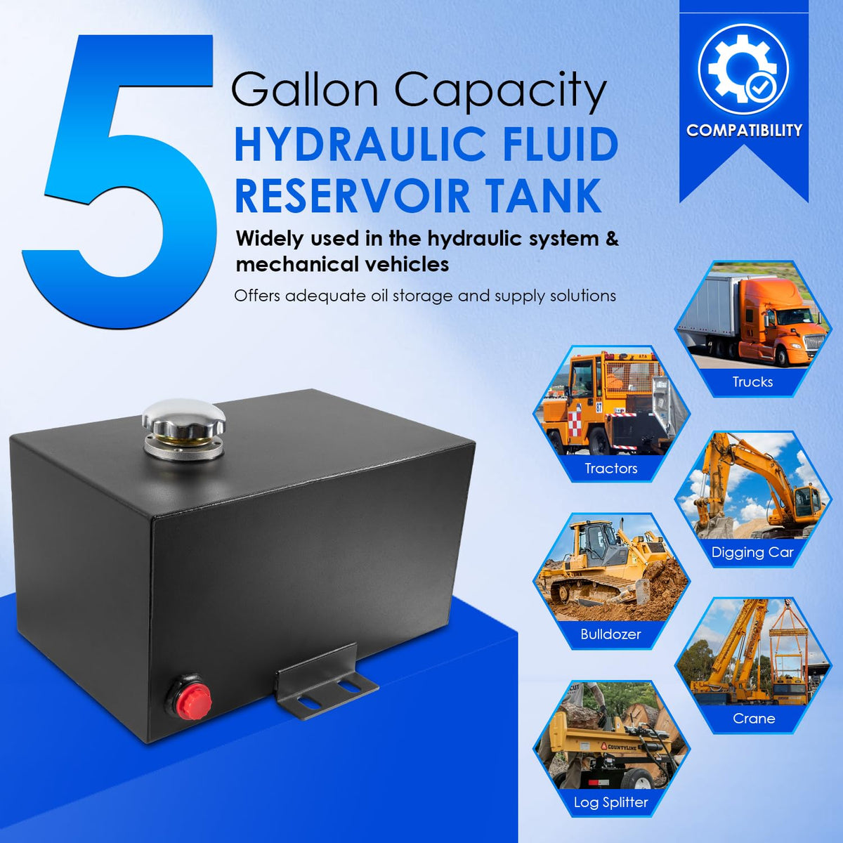 5 Gallon 14 Gauge Steel Hydraulic Fluid Reservoir Tank I672768