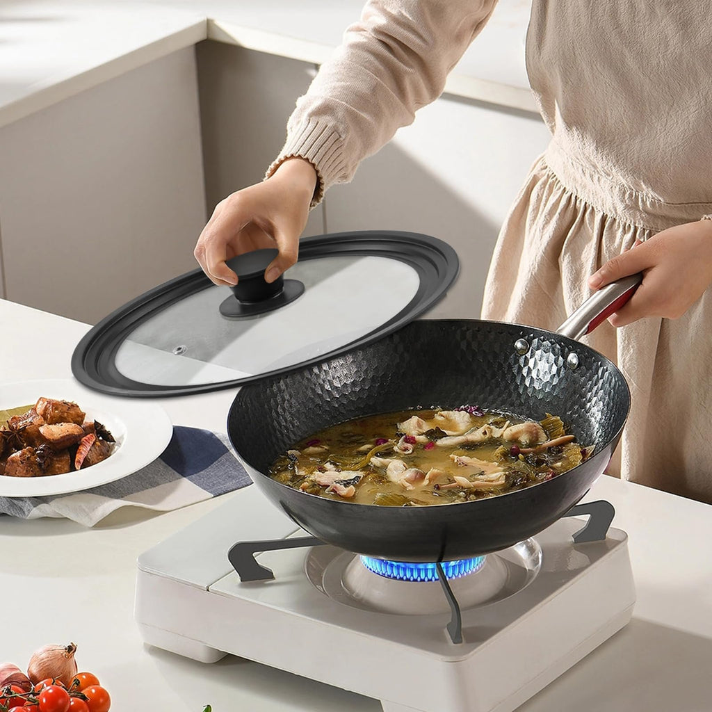 2 Pack Silicone Tempered Glass Universal Lid for Pots Pans and Skillets H86313