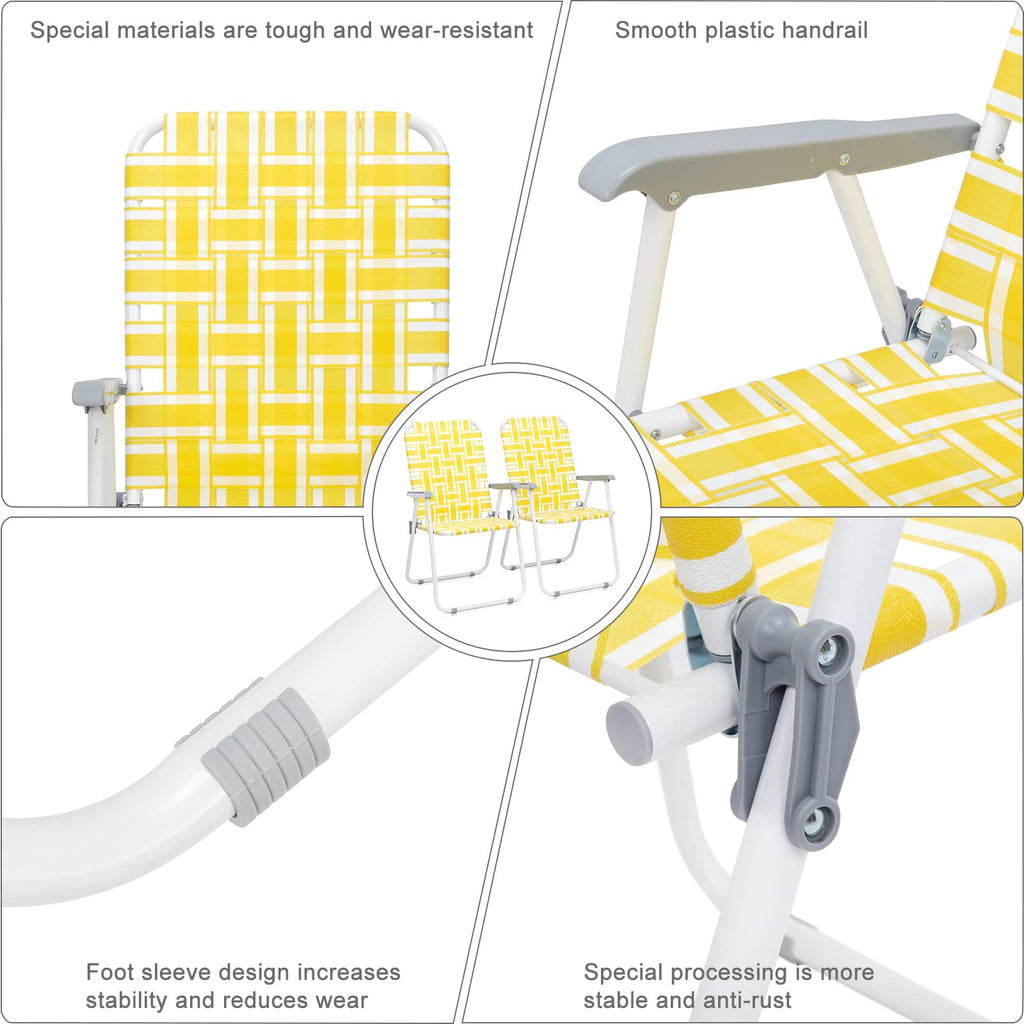 Set of 2 Yellow & White Webbed Folding Chairs V65875
