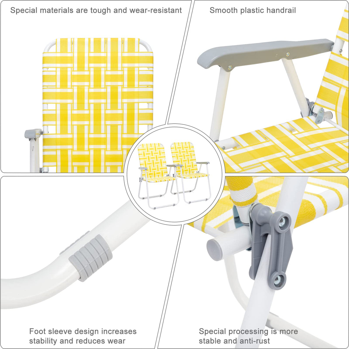 Set of 2 Yellow & White Webbed Folding Chairs V65875