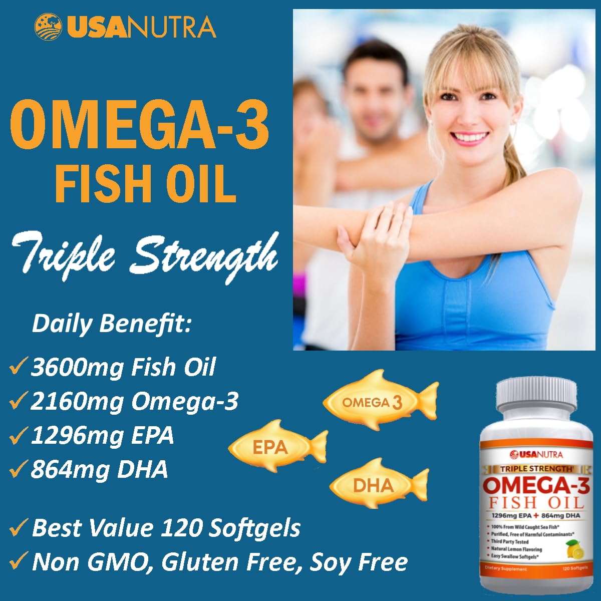 Omega-3 Fish Oil 3600mg with EPA and DHA E40921