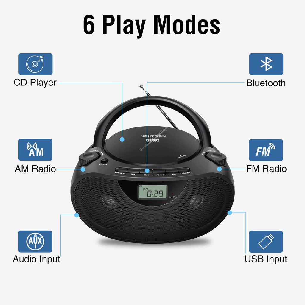 Portable CD Player Boombox with Bluetooth J363