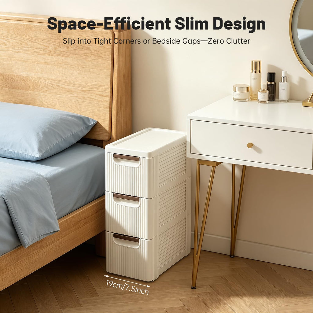 3 Drawers Narrow Plastic Storage Cabinet on Wheels Y20806
