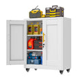 White Metal Storage Cabinet with Wheels H6684