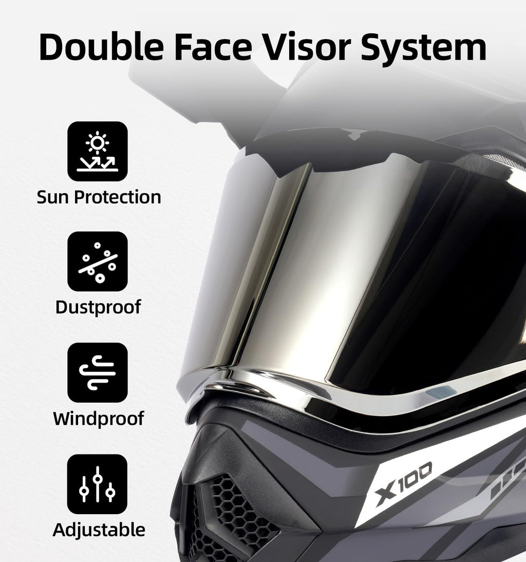 DOT Certified Dual Visor Motorcycle Helmet X421831