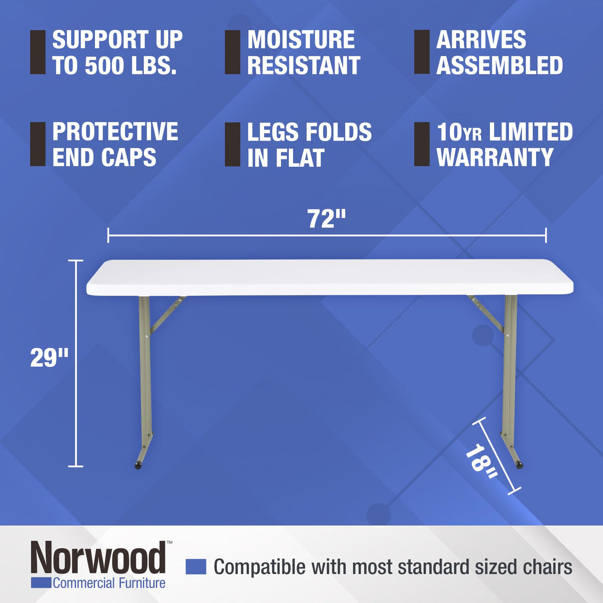 White Rectangular Blow-Molded Plastic Folding Training Table Q747845