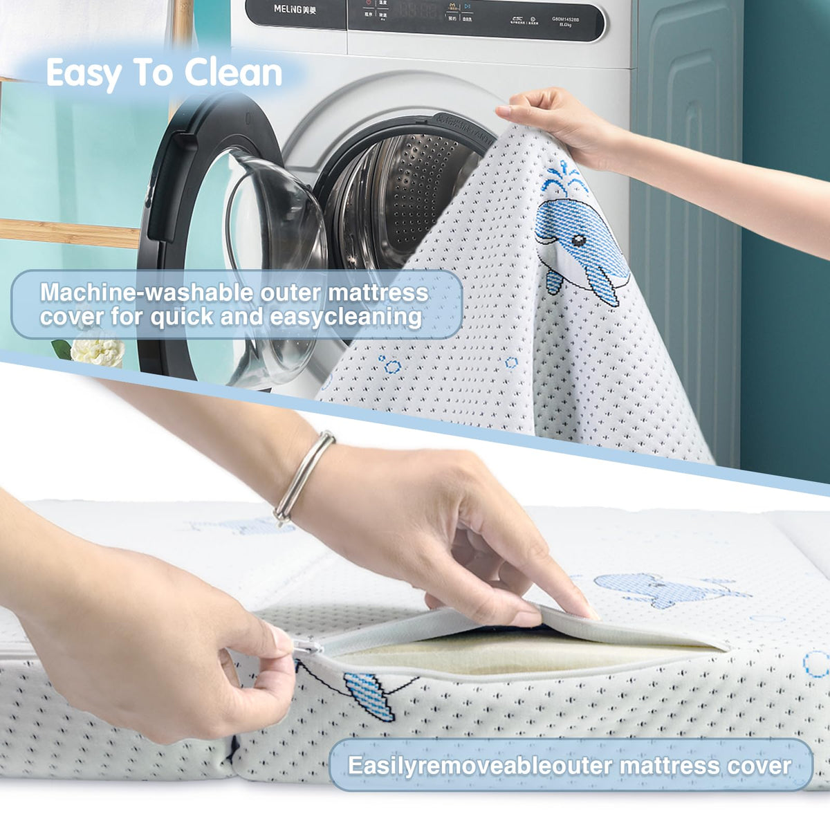 Pack and Play Mattress, 38"x26" Trifold Memory Foam Z536499