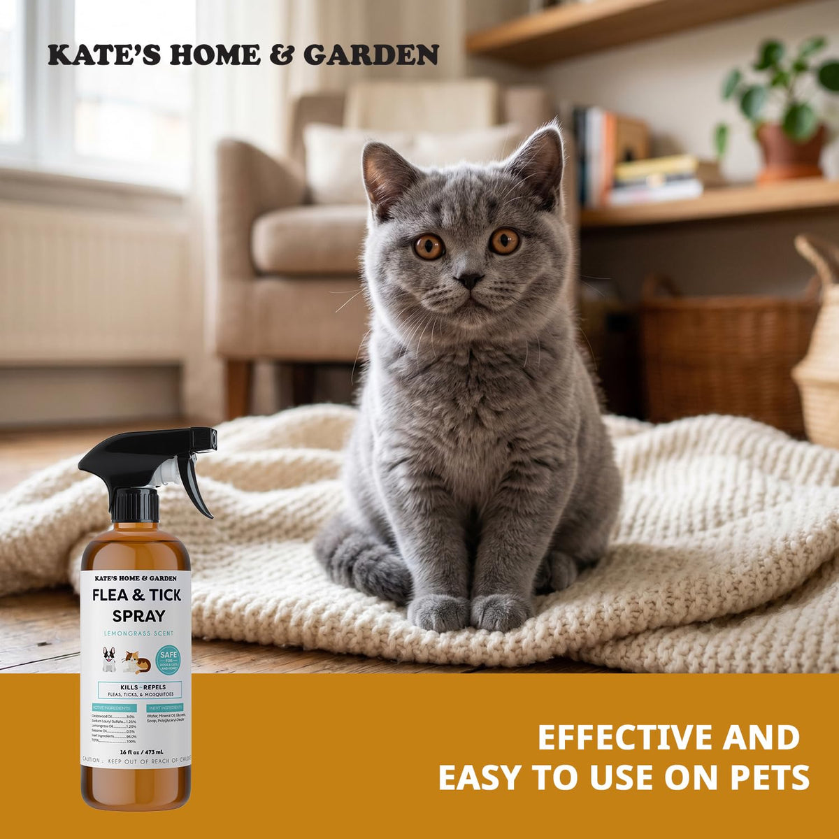 Flea and Tick Spray for Dogs & Cats 16oz T50955