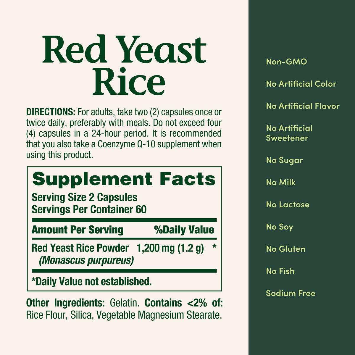 Red Yeast Rice Herbal Supplement H59990