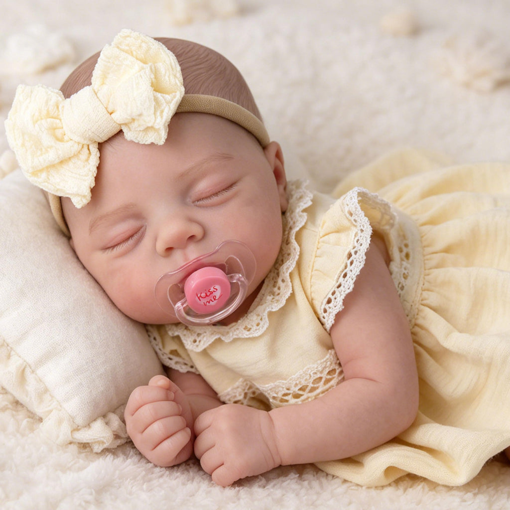 20" Realistic Sleeping Newborn Girl Doll with Weighted Body and Feeding Set B22008
