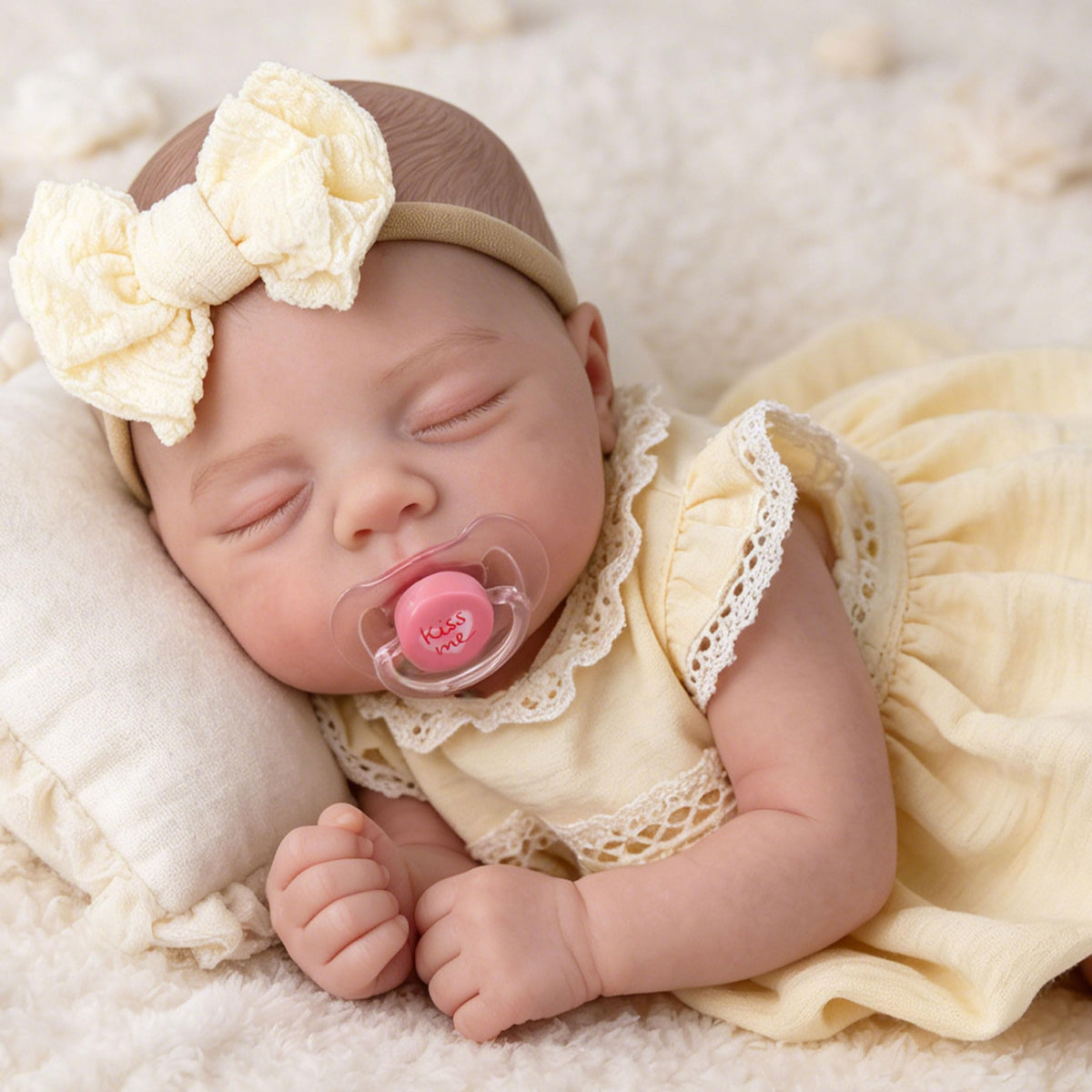 20" Realistic Sleeping Newborn Girl Doll with Weighted Body and Feeding Set B22008