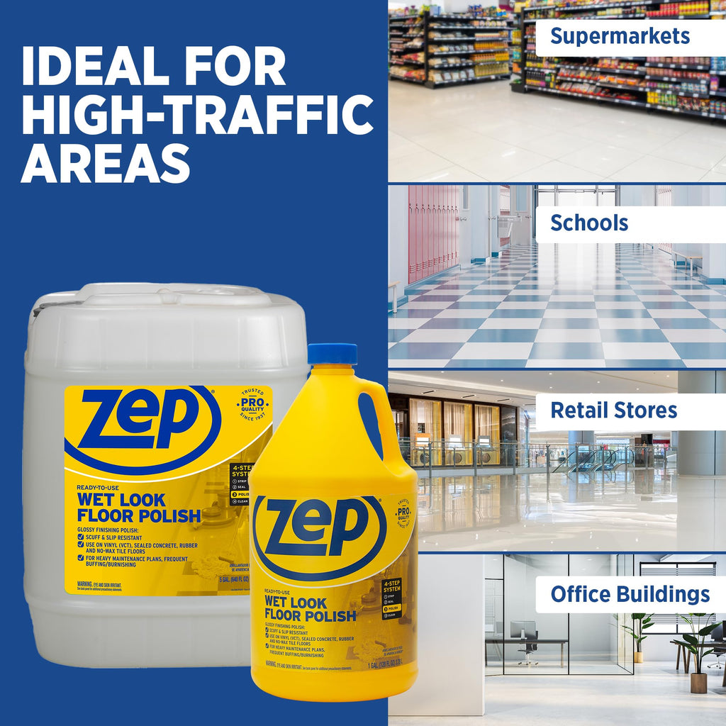 Wet-Look Floor Polish, 4-1 Gallon Bottles A899