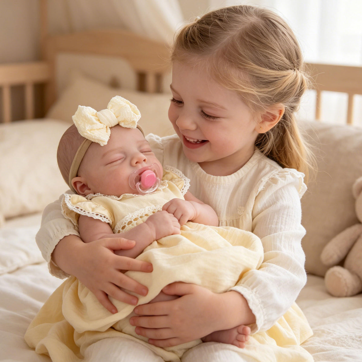 20" Realistic Sleeping Newborn Girl Doll with Weighted Body and Feeding Set B22008