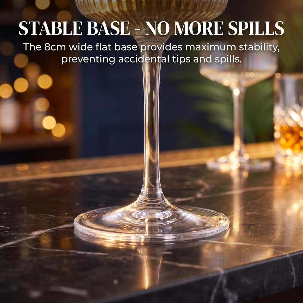 4 Pcs 10 oz Ribbed Coupe Glasses Set O173814