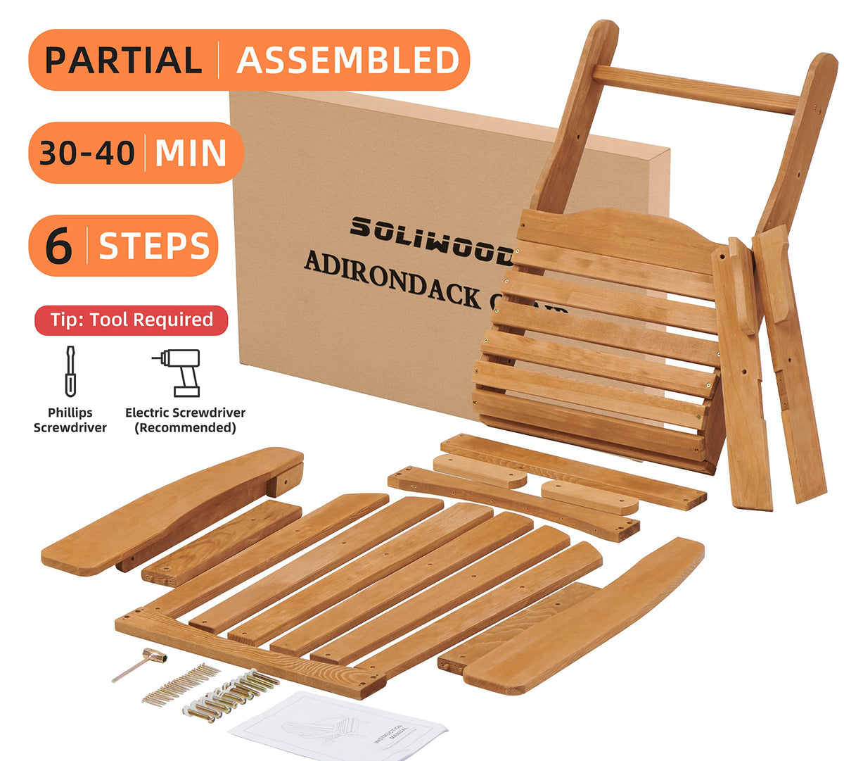 Oversize Wooden Outdoor Folding Chair Set of 2 Y119157