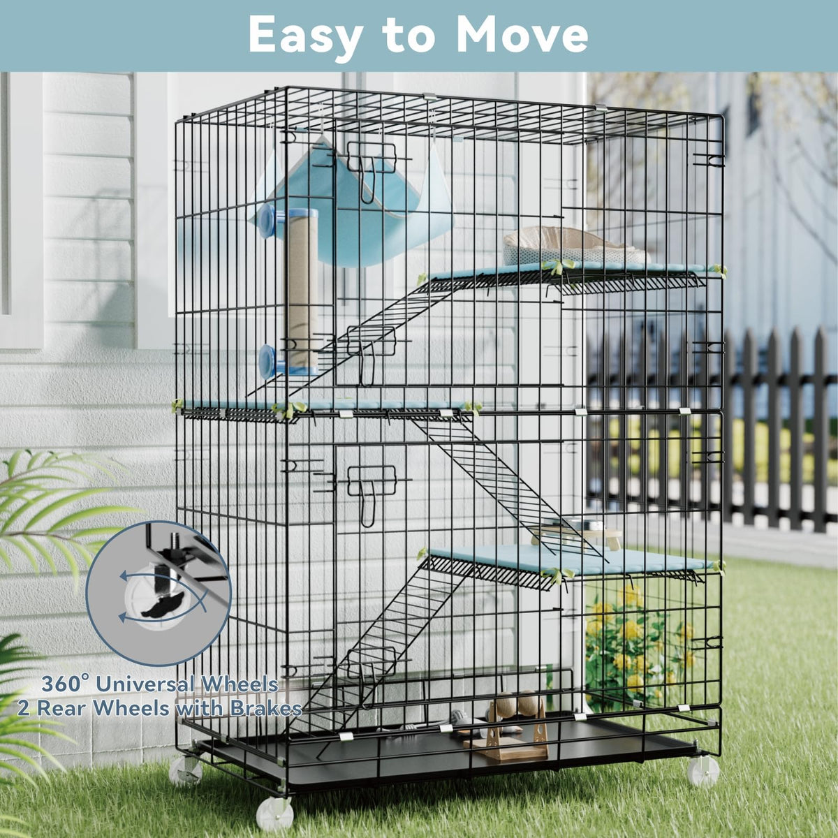 4-Tier Cat Cage with Cushions Hammock Scratching Post L73110