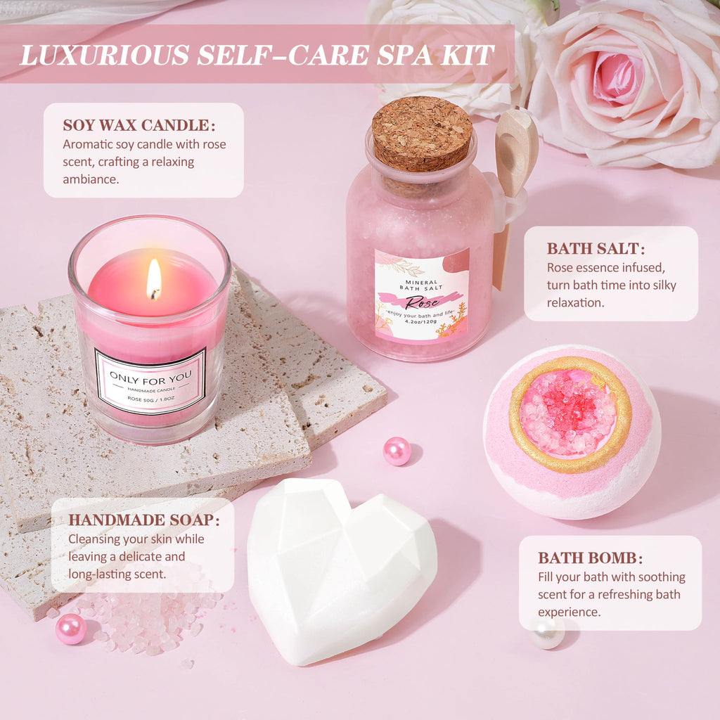 Pink 11Pcs Self Care Gift Basket Z82156
