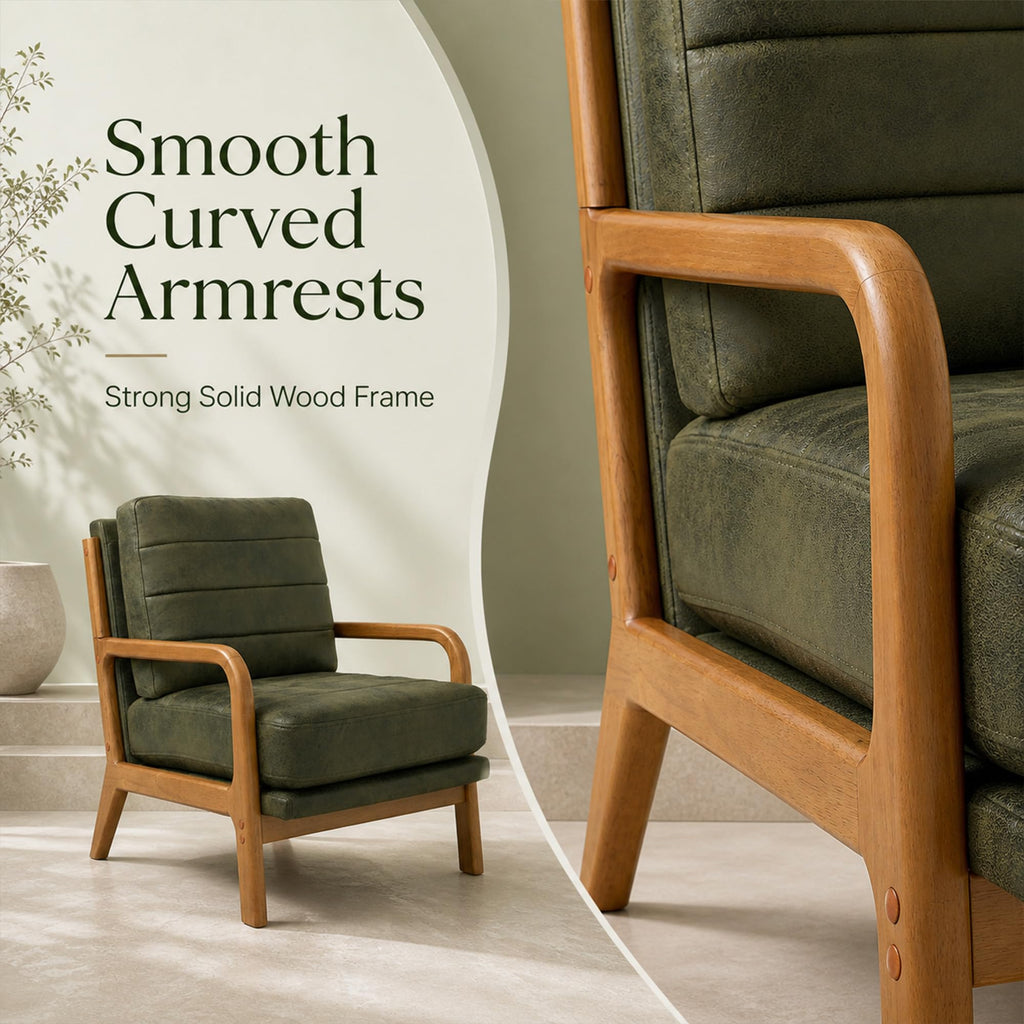 Mid-Century Modern Accent Chair Set of 2 Green B681