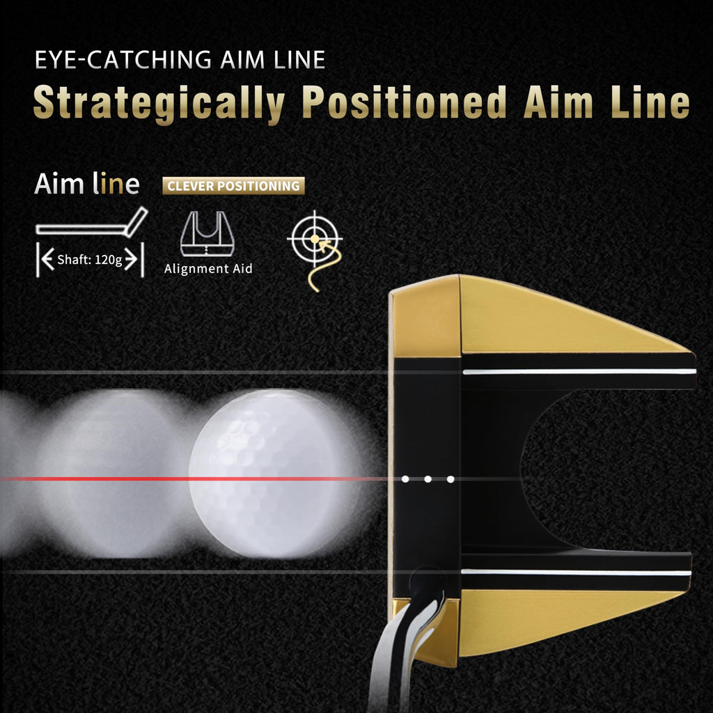 CNC-Milled Low-CG Golf Putter with Alignment Line & Oversized Grip R14025
