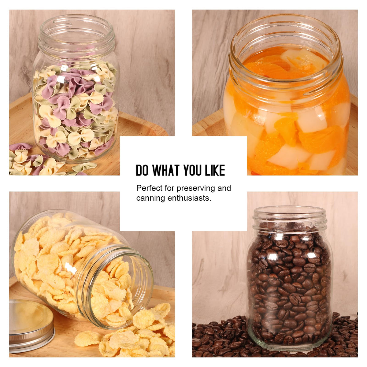 16oz Regular Mouth Glass Mason Jars with Airtight Lids, 4 Pack J784395