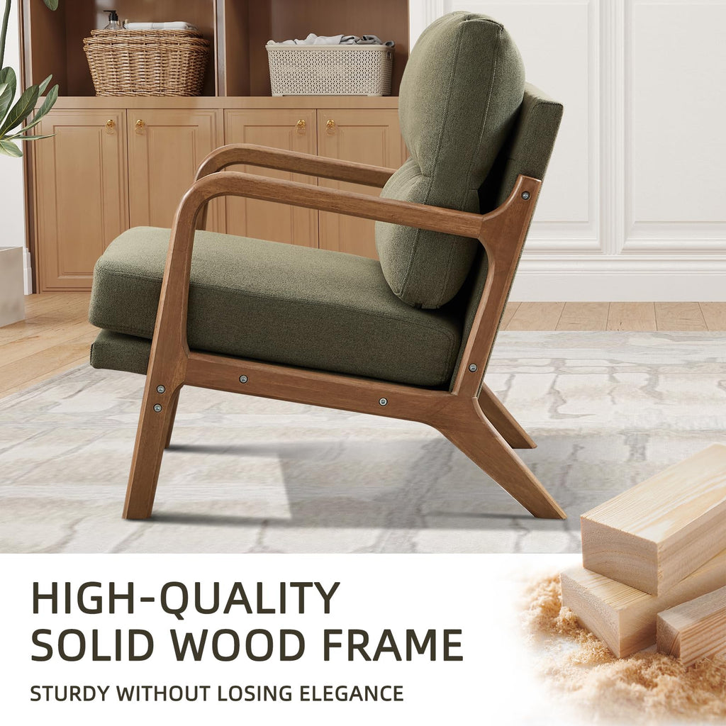 Mid Century Modern Linen Accent Chair Set of 2 H8116