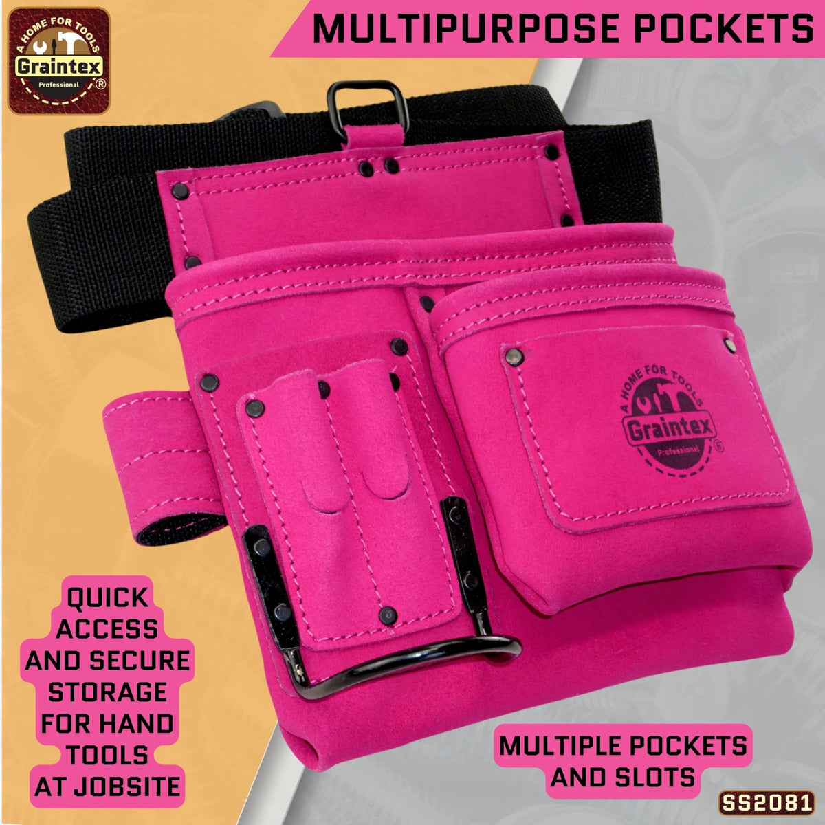 5 Pocket Suede Leather Tool Belt K362