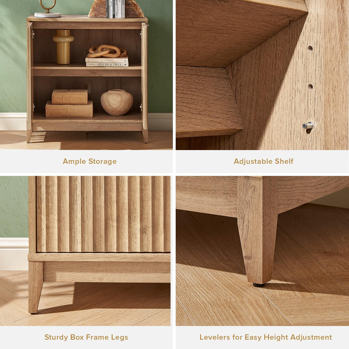 Fluted Storage Cabinet with Adjustable Shelf F130753