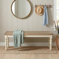 Antique White Two-Tone Oak Wood Dining Bench X79226