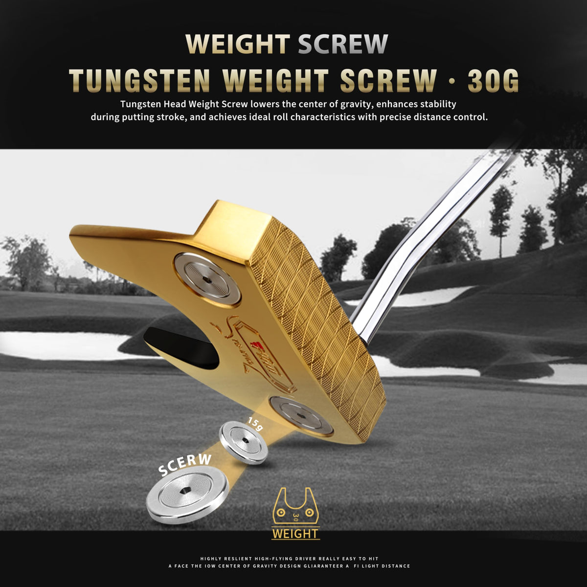 CNC-Milled Low-CG Golf Putter with Alignment Line & Oversized Grip R14025