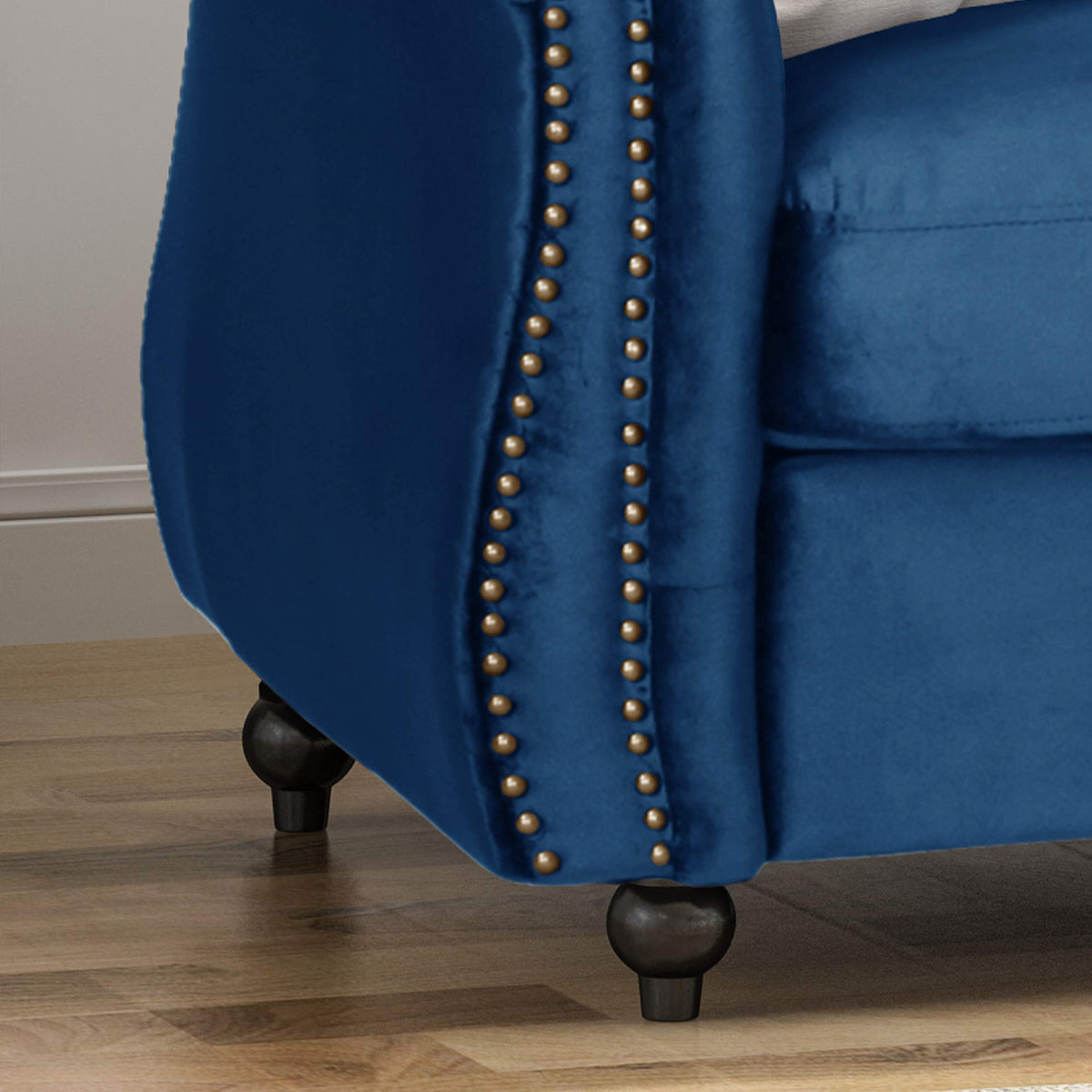 Navy Blue Velvet Sofa with Scroll Arms B877969