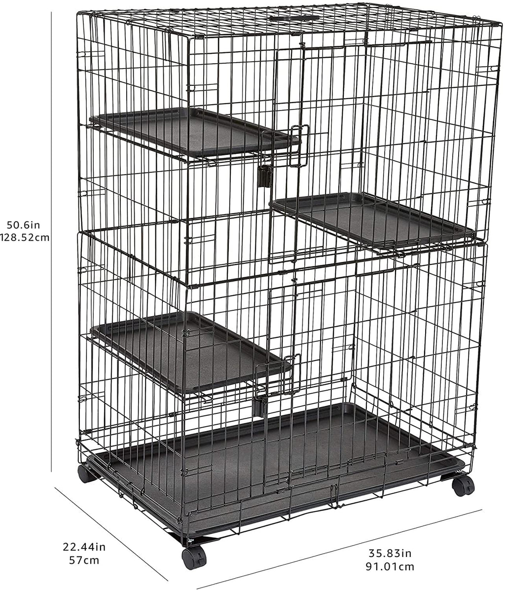 Large 3-Tier Cat Cage Playpen with Removable Tray, Black Z895