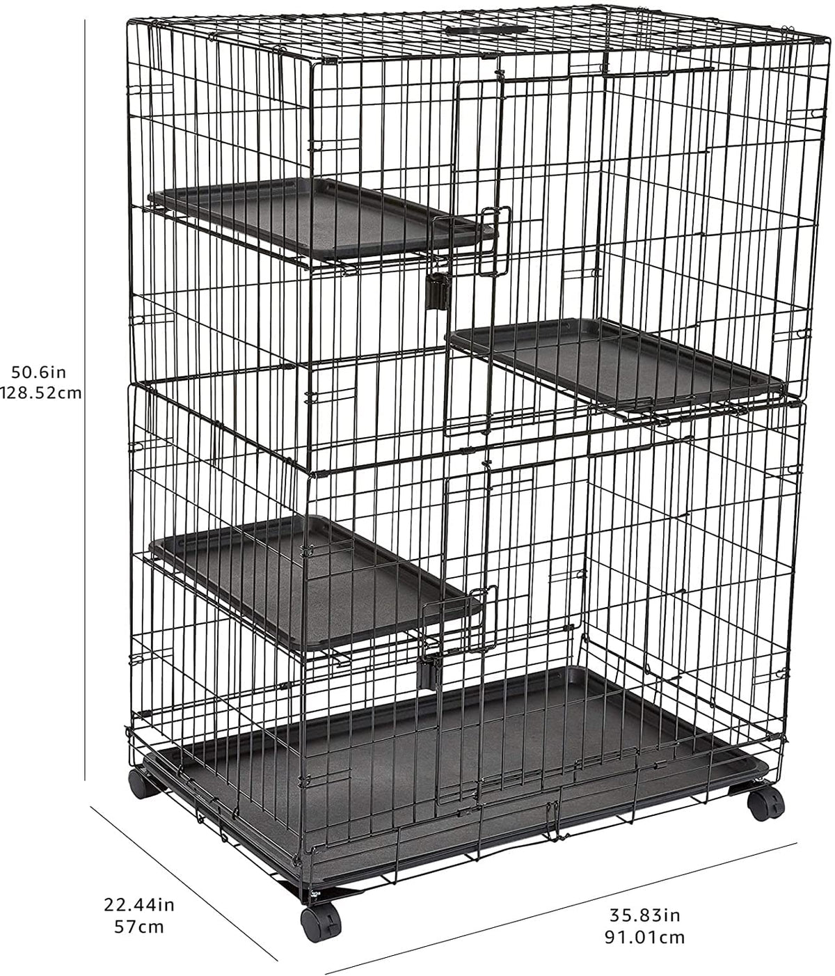 Large 3-Tier Cat Cage Playpen with Removable Tray, Black Z895