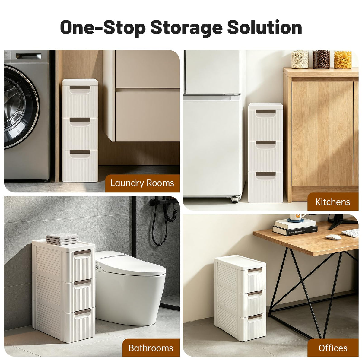 3 Drawers Narrow Plastic Storage Cabinet on Wheels Y20806