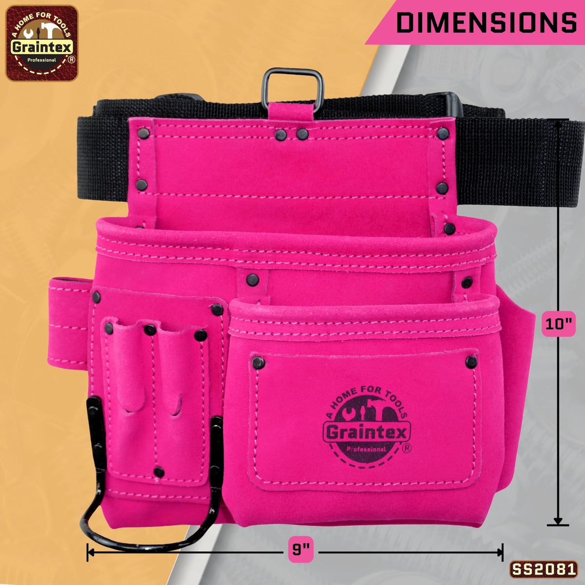 5 Pocket Suede Leather Tool Belt K362